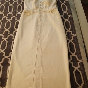 Women's Cream Denim Skirt